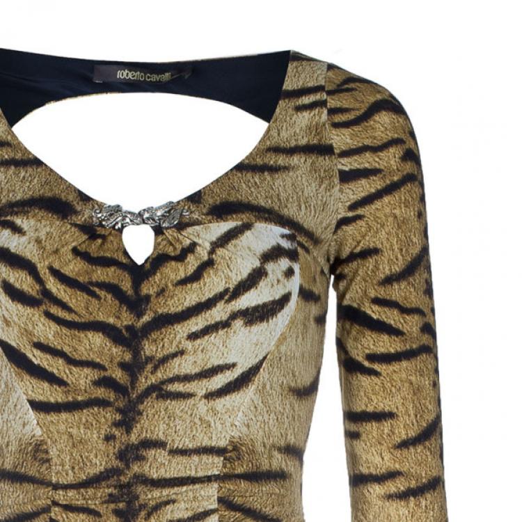 Pre Owned Roberto Cavalli Animal Print Fishtail Gown S