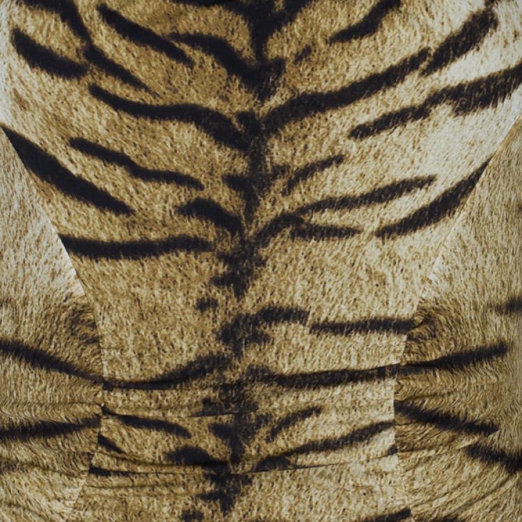 Pre Owned Roberto Cavalli Animal Print Fishtail Gown S