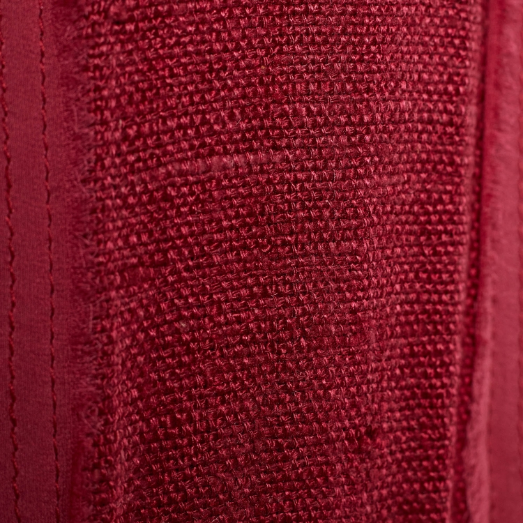 Pre Owned Roberto Cavalli Burgundy Silk Boucle Cropped Jacket M