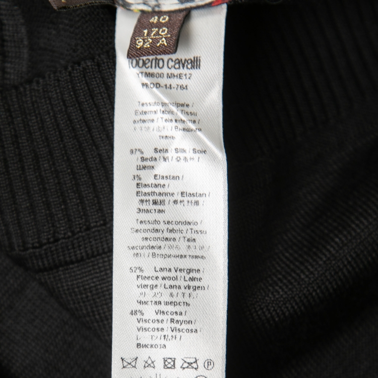 Pre Owned Roberto Cavalli Black Floral Print Faux Top Inlay Cardigan S