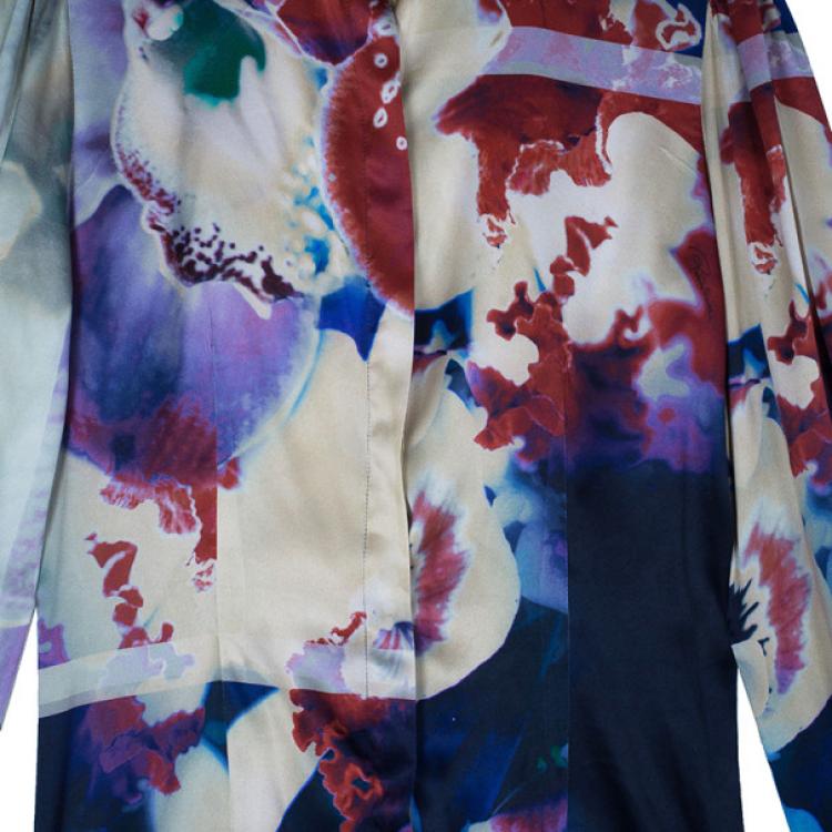 Pre Owned Roberto Cavalli Multicolor Floral Silk Blouse S