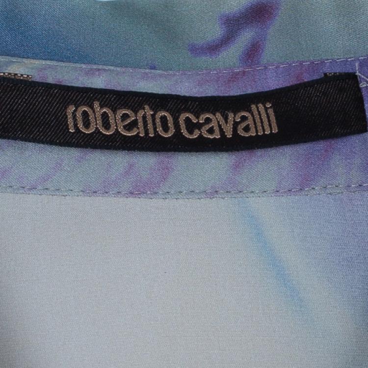 Pre Owned Roberto Cavalli Multicolor Floral Silk Blouse S