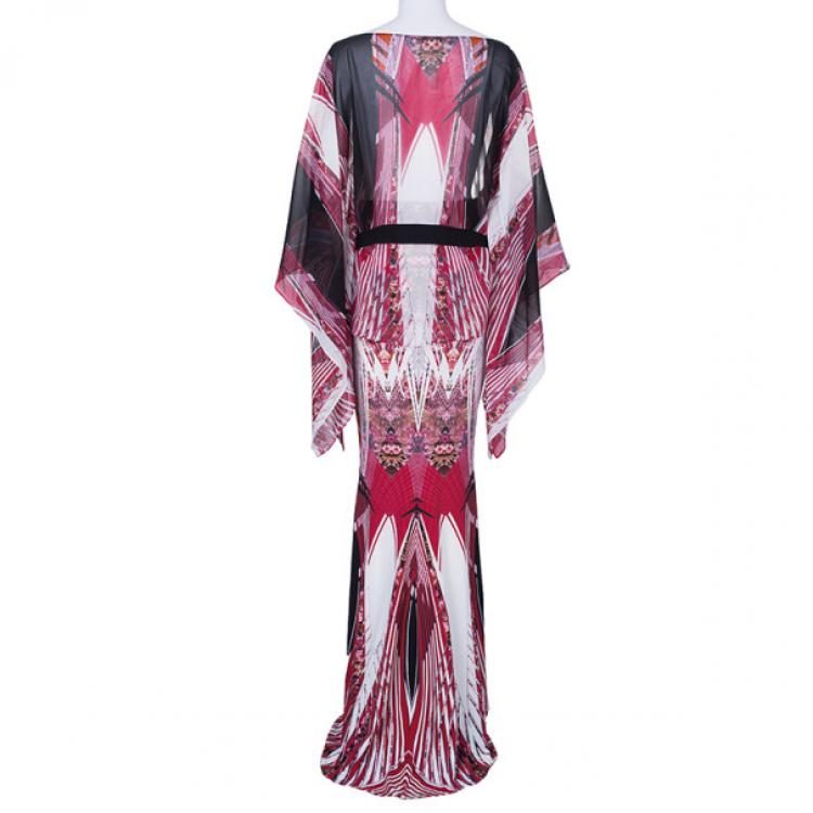 Pre Owned Roberto Cavalli Abstract Printed Top And Skirt Set S/M