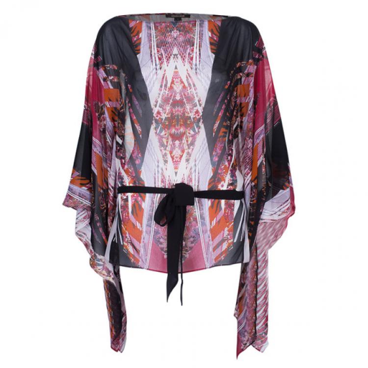 Pre Owned Roberto Cavalli Abstract Printed Top And Skirt Set S/M