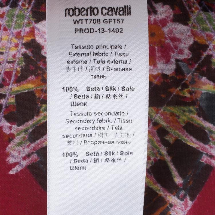 Pre Owned Roberto Cavalli Abstract Printed Top And Skirt Set S/M