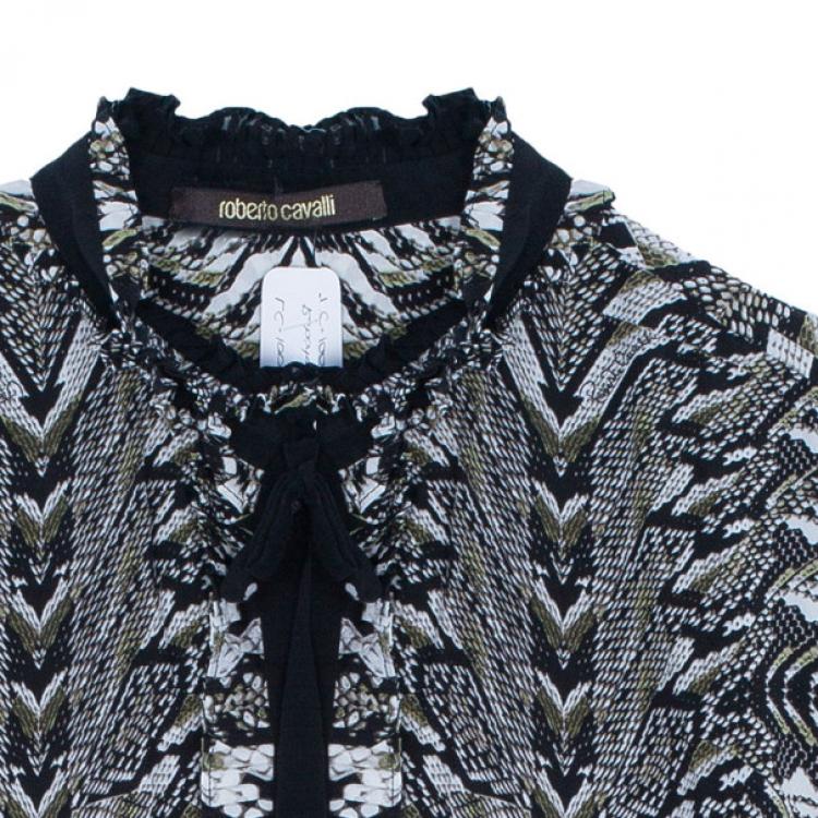 Pre Owned Roberto Cavalli Snake Print Top M
