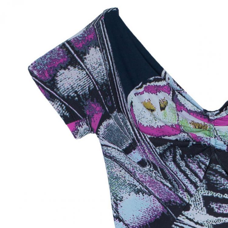 Pre Owned Roberto Cavalli Butterfly Print Dress S