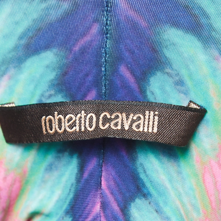 مملوكة مسبقًا Roberto Cavalli Multicolor Print stretch Knit Cut-Out Sleeveless Maxi Dress M