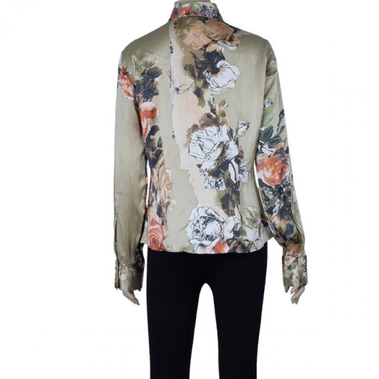 Pre Owned Roberto Cavalli Silk Floral Shirt M