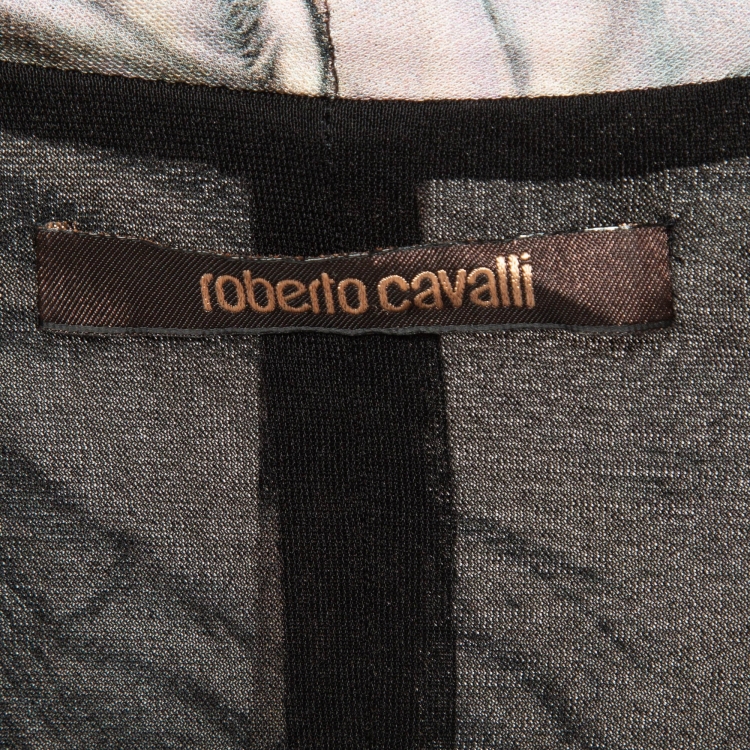 Pre Owned Roberto Cavalli Multicolor Print Jersey Wrap Detail Dress M
