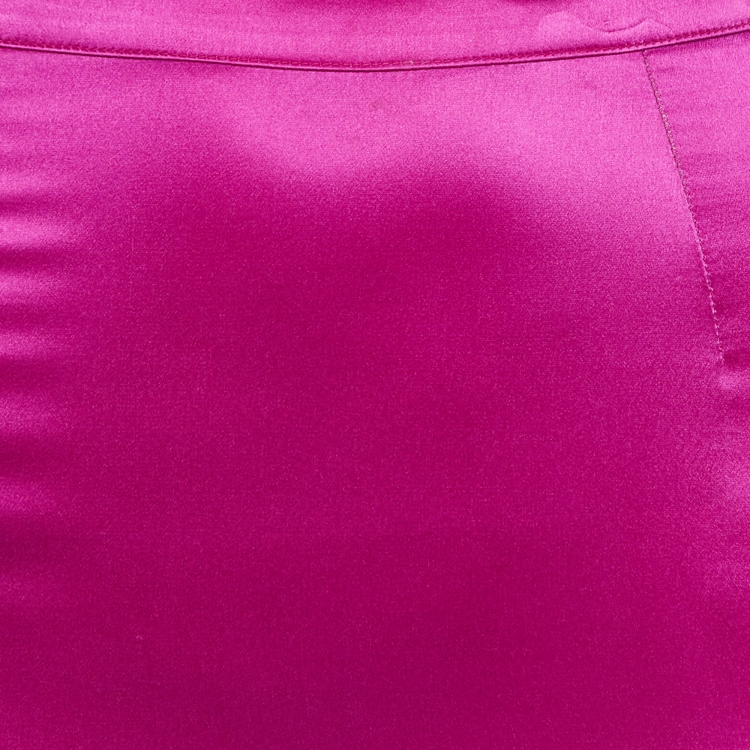 مملوكة مسبقًا Roberto Cavalli Fuschia Pink Satin Silk Flared Maxi Skirt S
