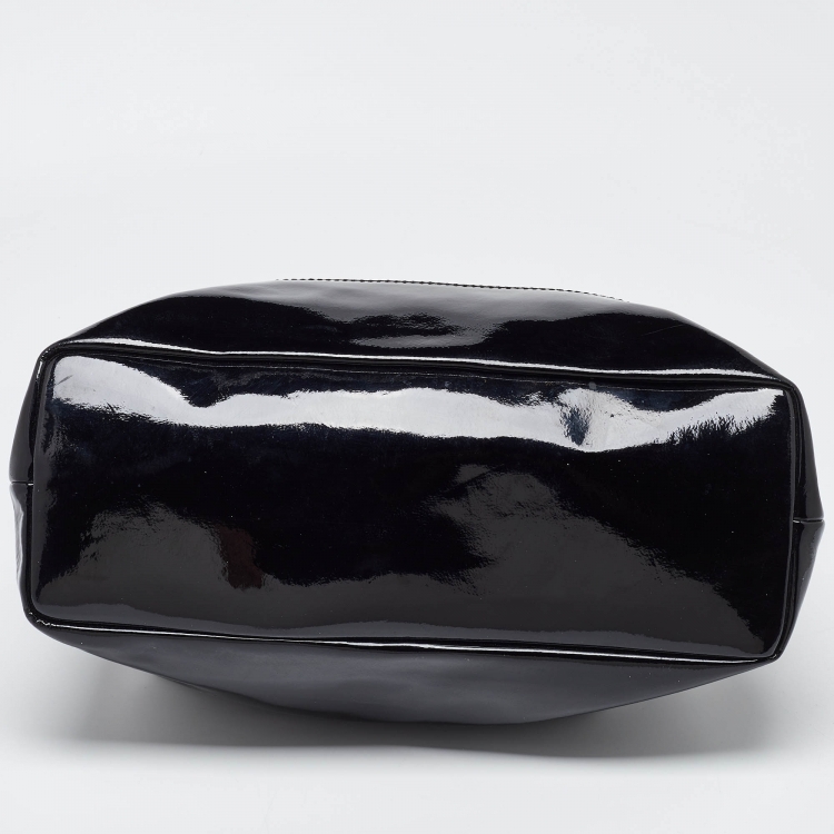 Pre Owned Roberto Cavalli Black Patent Leather RC Logo Tote