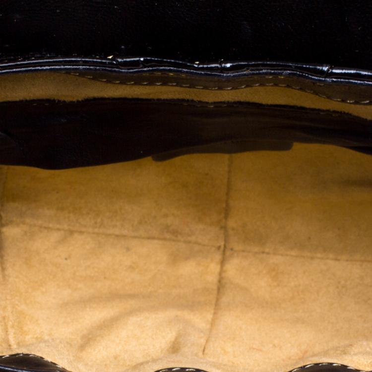 Pre Owned Roberto Cavalli Black Patent Leather Charm Shoulder Bag