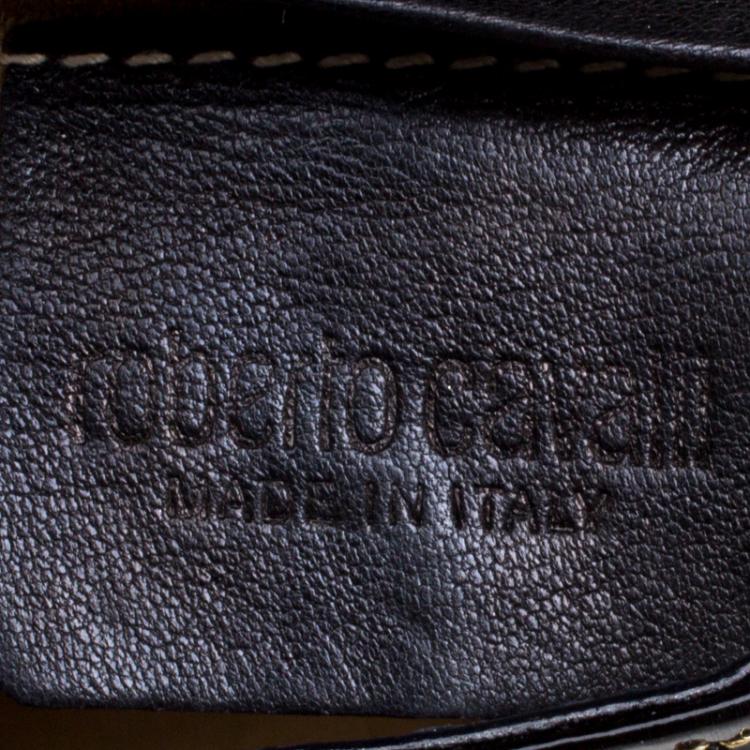 Pre Owned Roberto Cavalli Black Patent Leather Charm Shoulder Bag
