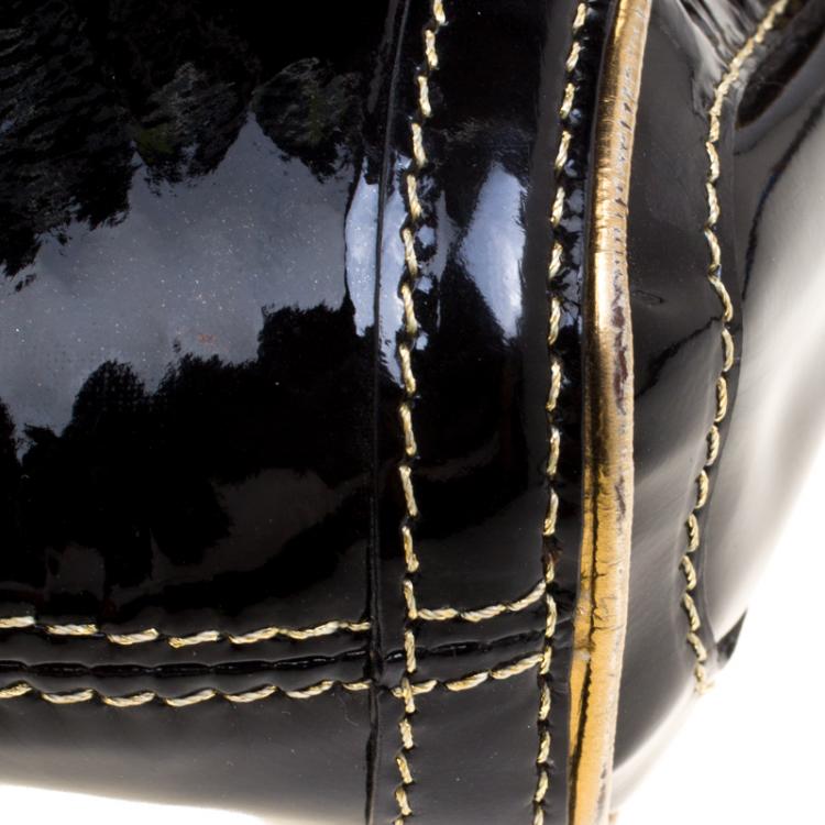 Pre Owned Roberto Cavalli Black Patent Leather Charm Shoulder Bag