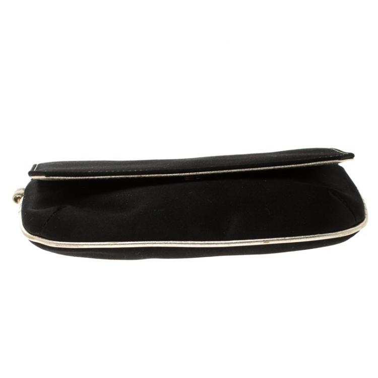 Pre Owned Roberto Cavalli Black Satin Serpent Bracelet Clutch