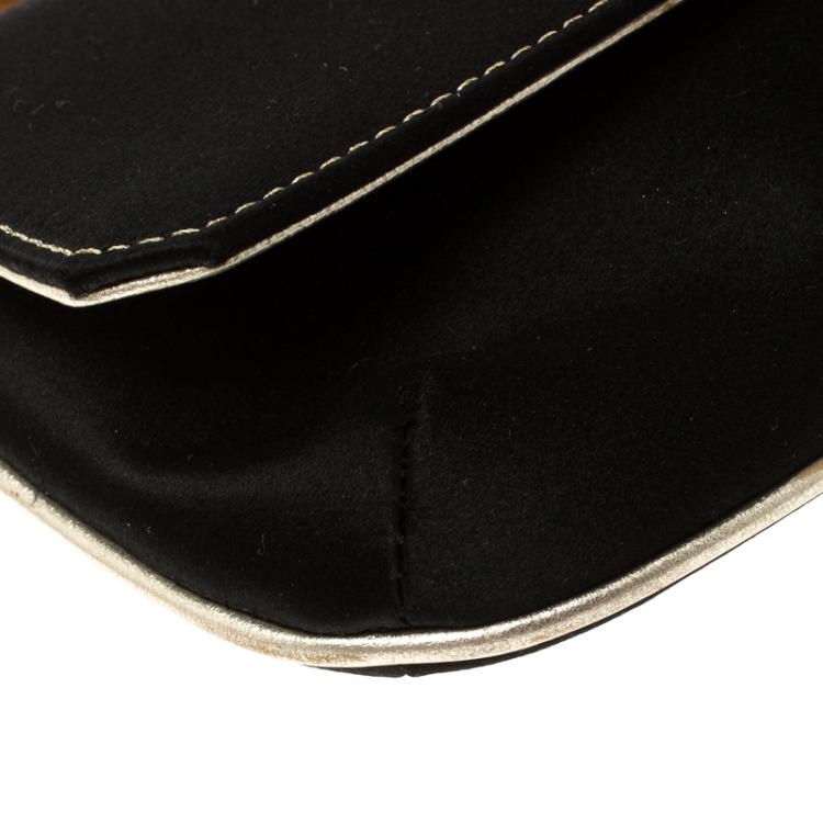 Pre Owned Roberto Cavalli Black Satin Serpent Bracelet Clutch