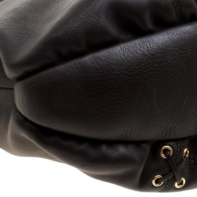 Pre Owned Roberto Cavalli Dark Brown Croc Embossed Leather Tote