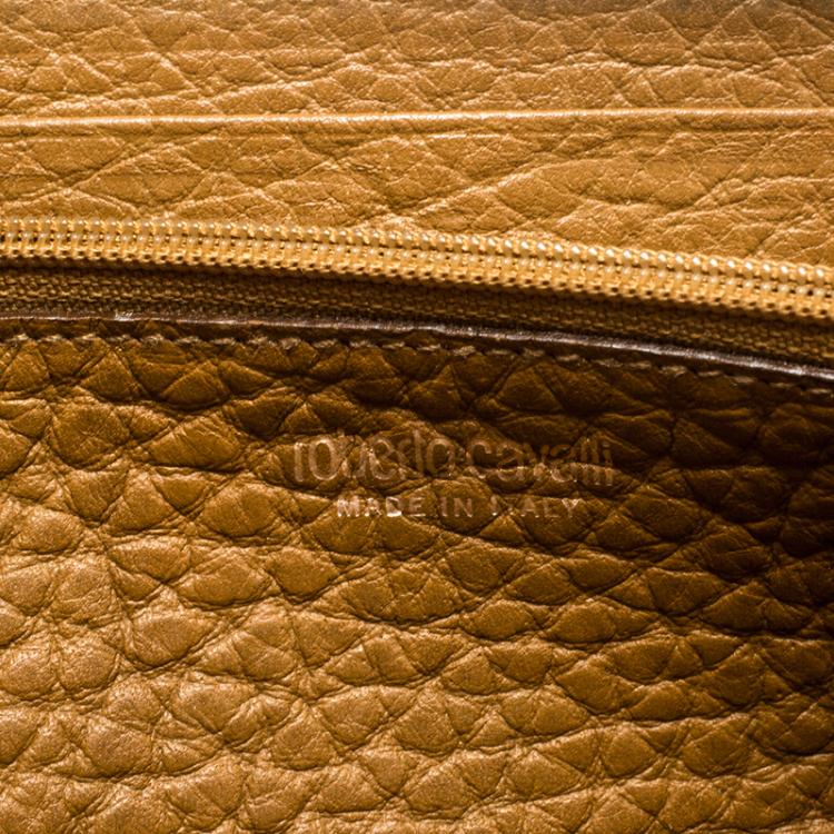 Pre Owned Roberto Cavalli Brown Leather Padlock Zip Around Wallet