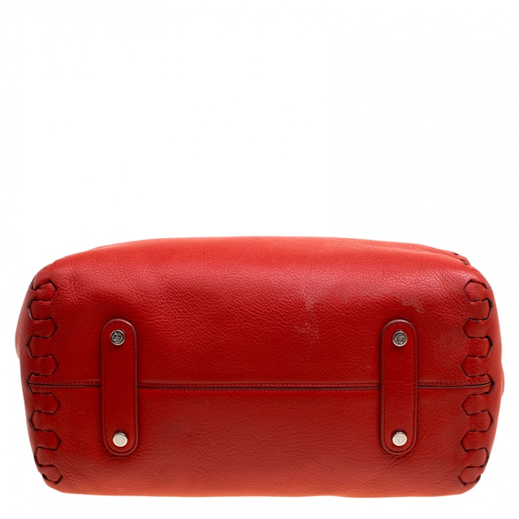 Pre Owned Roberto Cavalli Red Leather Small Regina Satchel