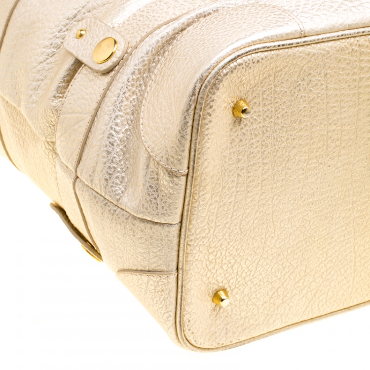 Pre Owned Roberto Cavalli Metallic Light  Gold Leather Tote