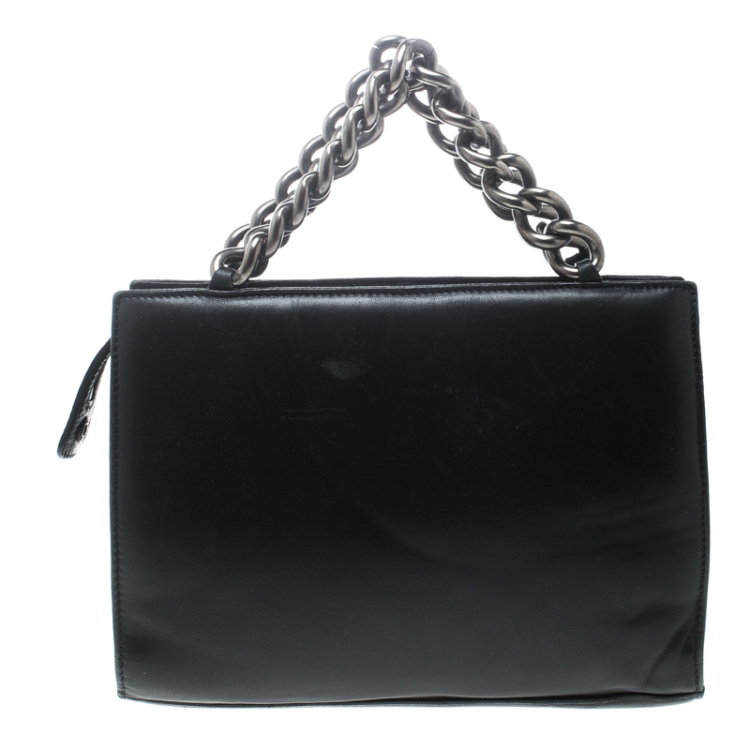 Pre Owned Roberto Cavalli Black Leather Studded Bag