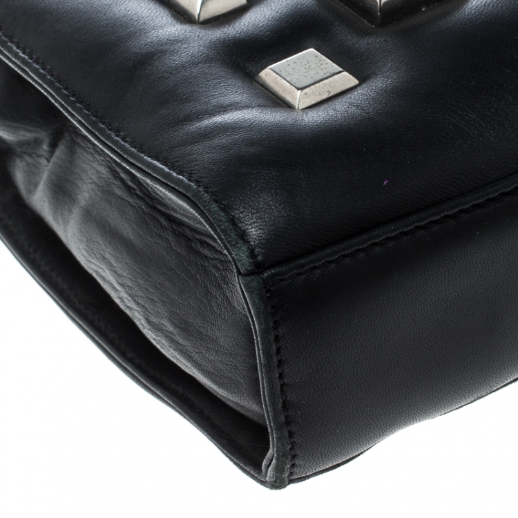 Pre Owned Roberto Cavalli Black Leather Studded Bag