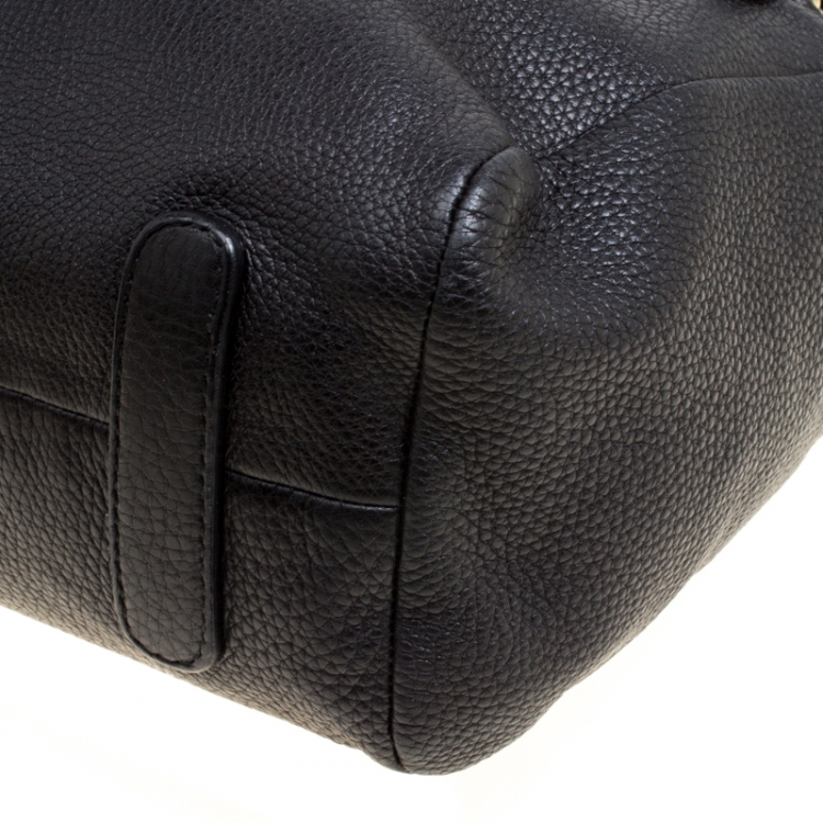 Pre Owned Roberto Cavalli Black Deerskin Leather Top Handle Bag
