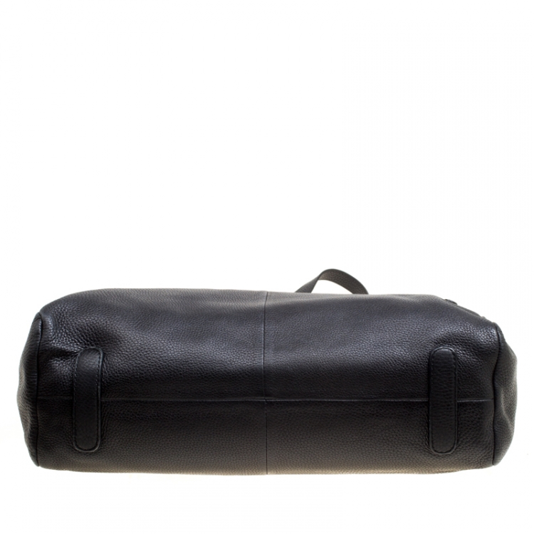 Pre Owned Roberto Cavalli Black Deerskin Leather Top Handle Bag