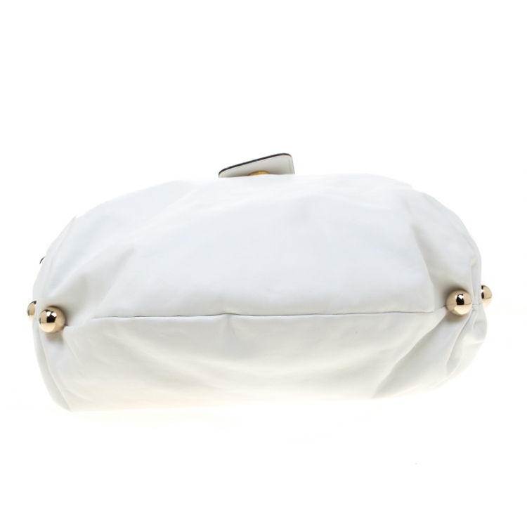 Pre Owned Roberto Cavalli White Leather Hobo