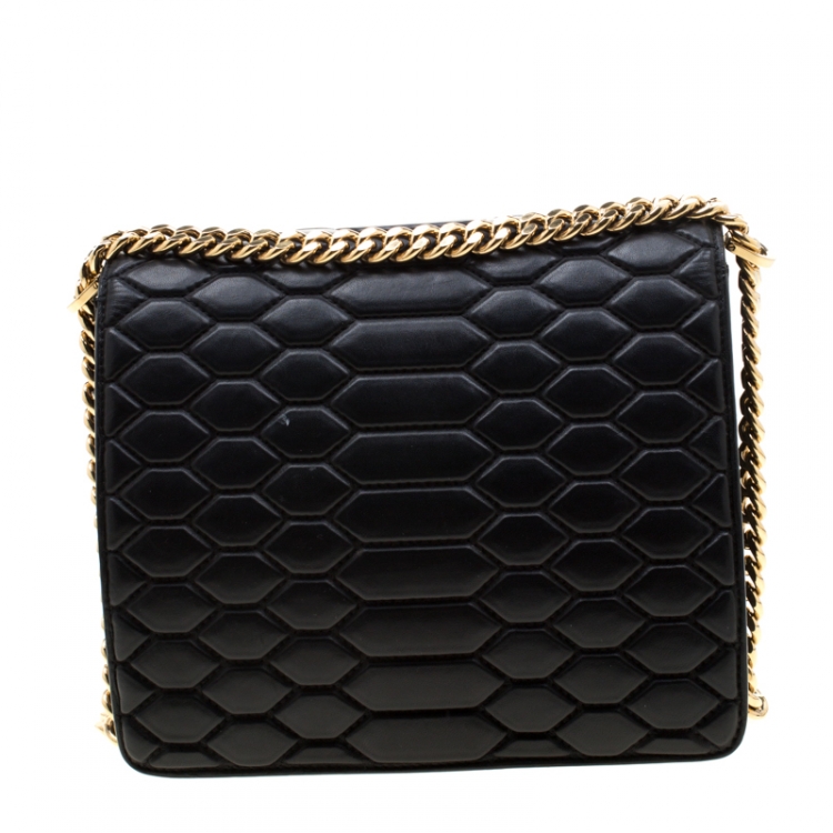 Pre Owned Roberto Cavalli Black Leather Crossbody Bag 
