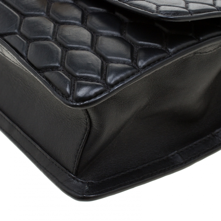 Pre Owned Roberto Cavalli Black Leather Crossbody Bag 