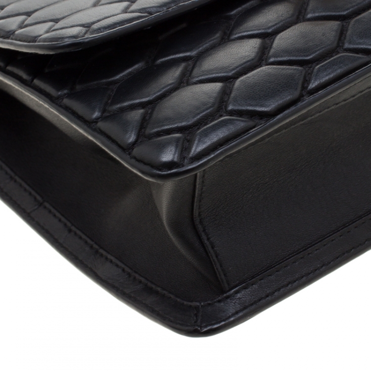 Pre Owned Roberto Cavalli Black Leather Crossbody Bag 