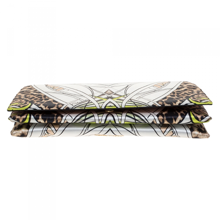 Pre Owned Roberto Cavalli Multicolor Printed Satin Flap Shoulder Bag
