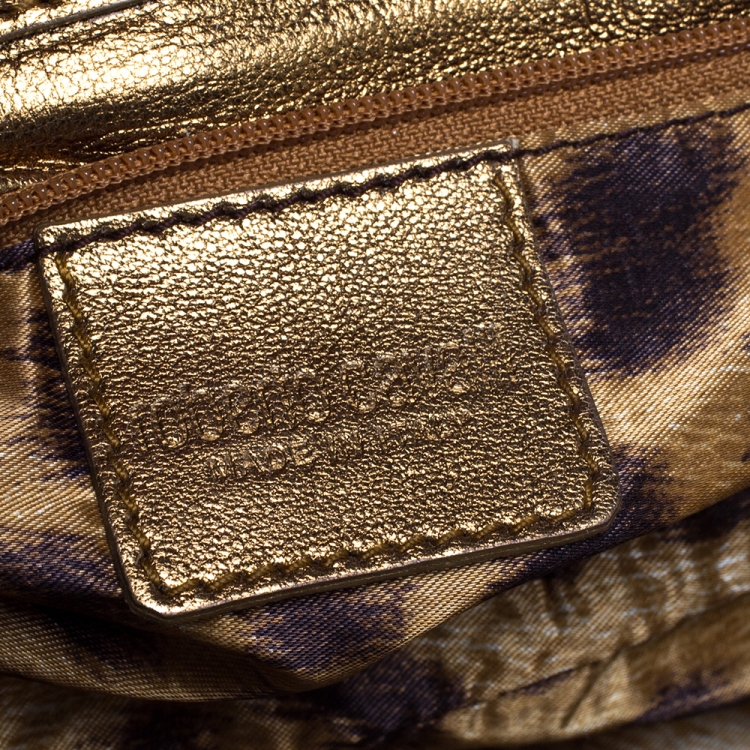 Pre Owned Roberto Cavalli Metallic Gold Leather Chain Clutch