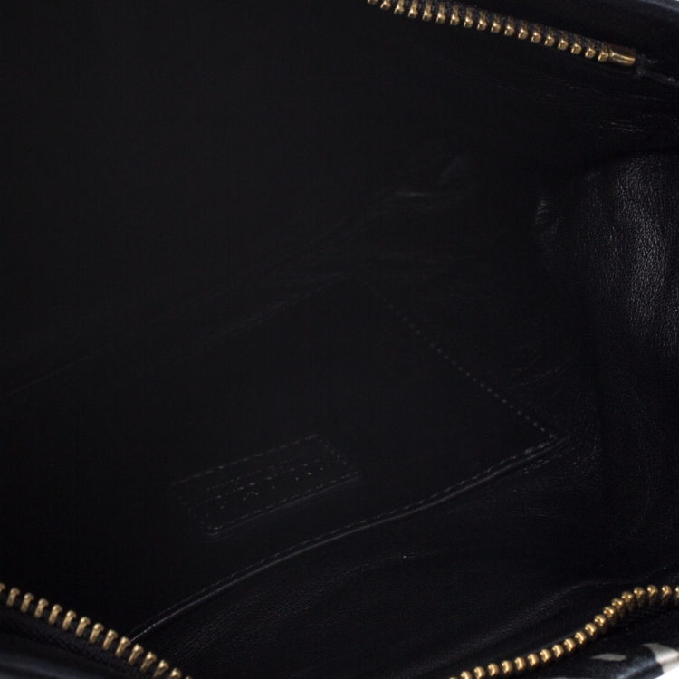 Pre Owned Roberto Cavalli Black Printed Satin Foldover Clutch