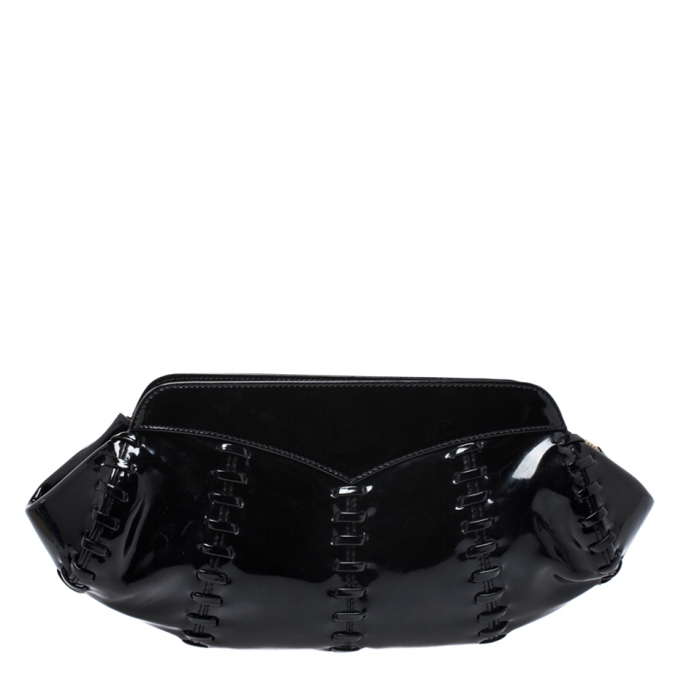 Pre Owned Roberto Cavalli Black Patent Leather Clutch