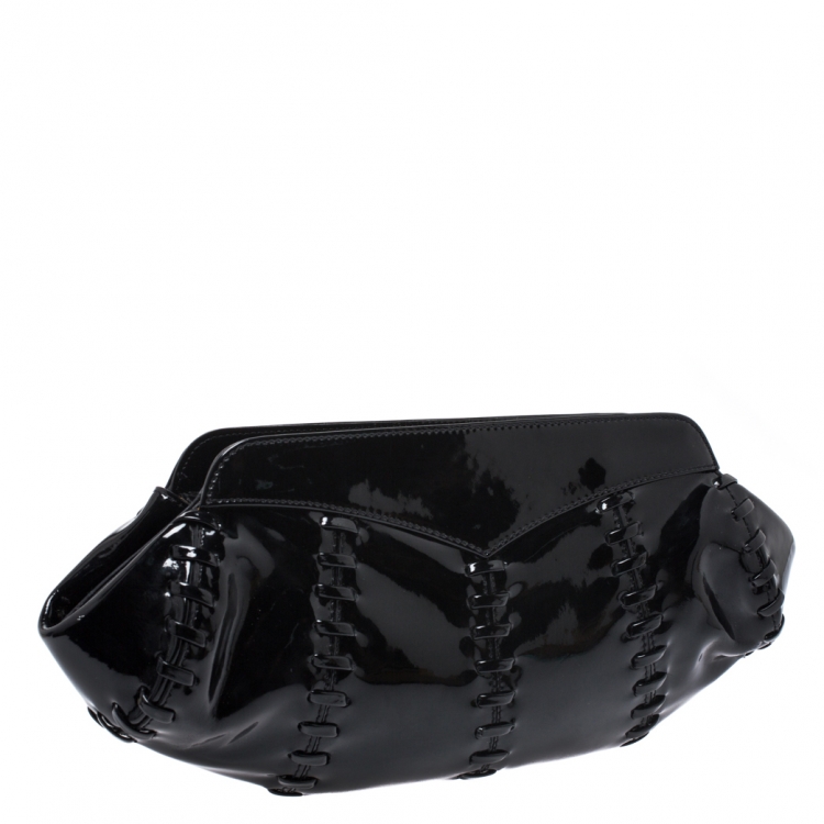 Pre Owned Roberto Cavalli Black Patent Leather Clutch