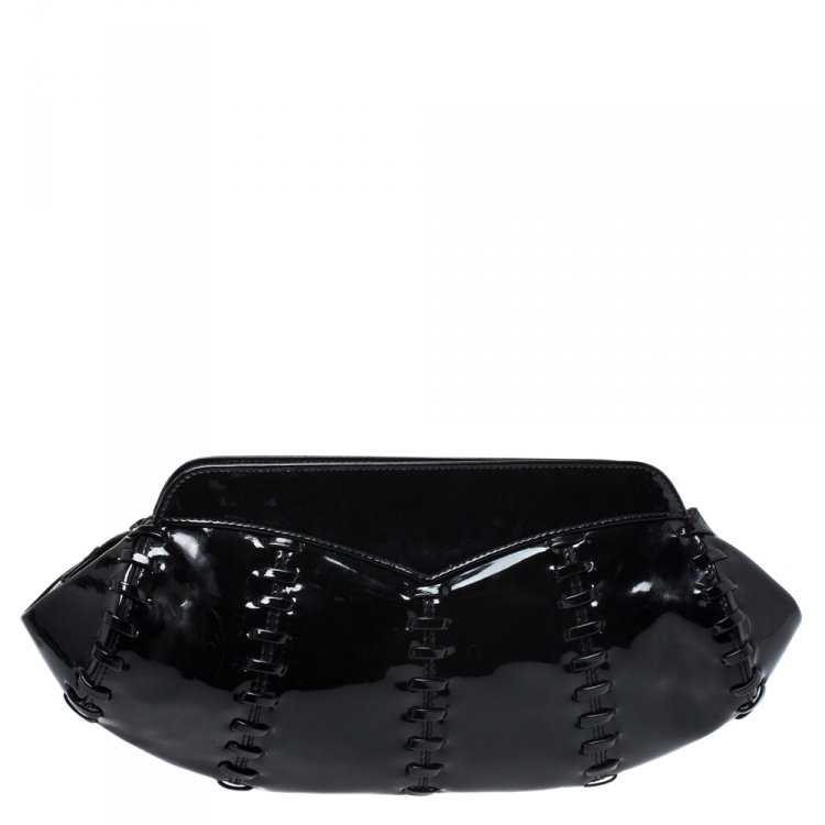 Pre Owned Roberto Cavalli Black Patent Leather Clutch