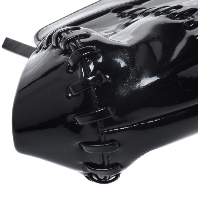 Pre Owned Roberto Cavalli Black Patent Leather Clutch