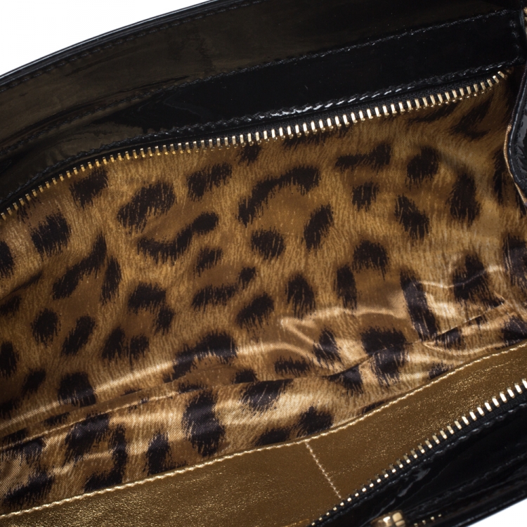 Pre Owned Roberto Cavalli Black Patent Leather Clutch