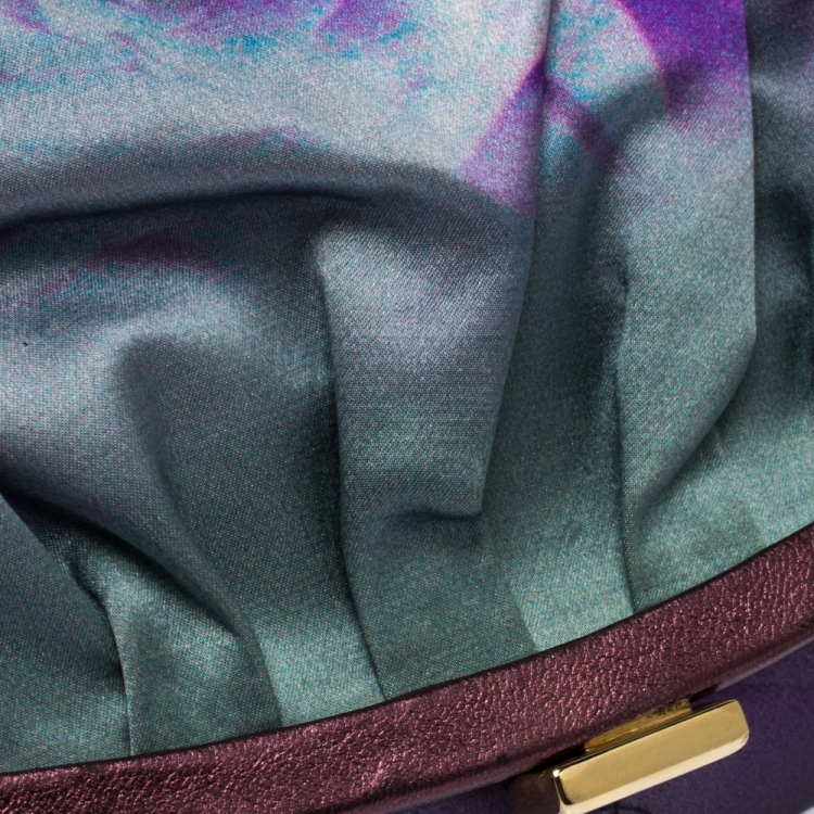 Pre Owned Roberto Cavalli Multicolor Flower Print Satin Bracelet Clutch
