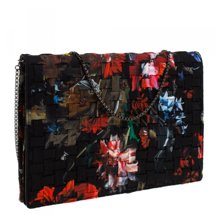 Pre Owned Roberto Cavalli Multicolor Floral Print Flap Chain Shoulder Bag
