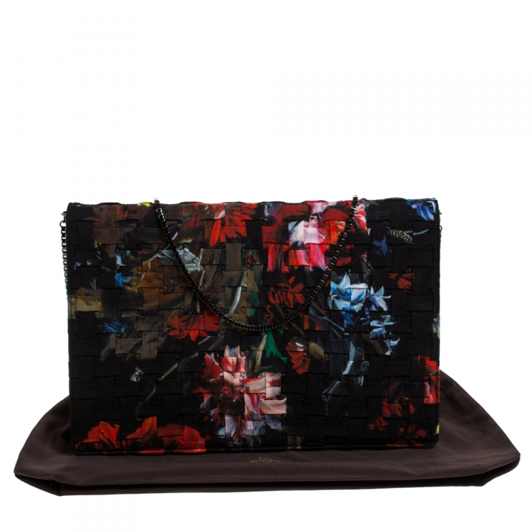 Pre Owned Roberto Cavalli Multicolor Floral Print Flap Chain Shoulder Bag