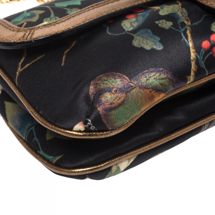 Pre Owned Roberto Cavalli Multicolor Printed Satin and Leather Chain Clutch