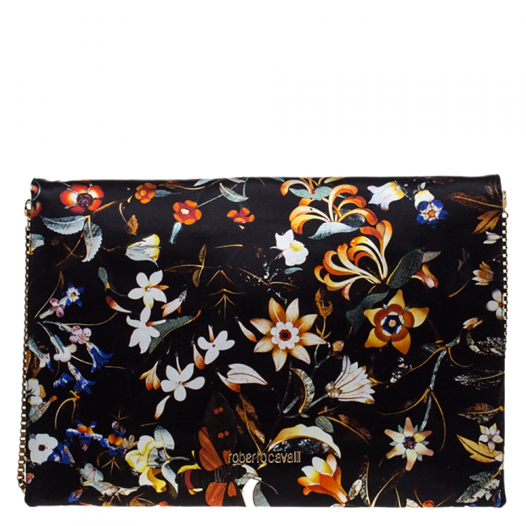 Pre Owned Roberto Cavalli Multicolor Floral Print Flap Chain Shoulder Bag