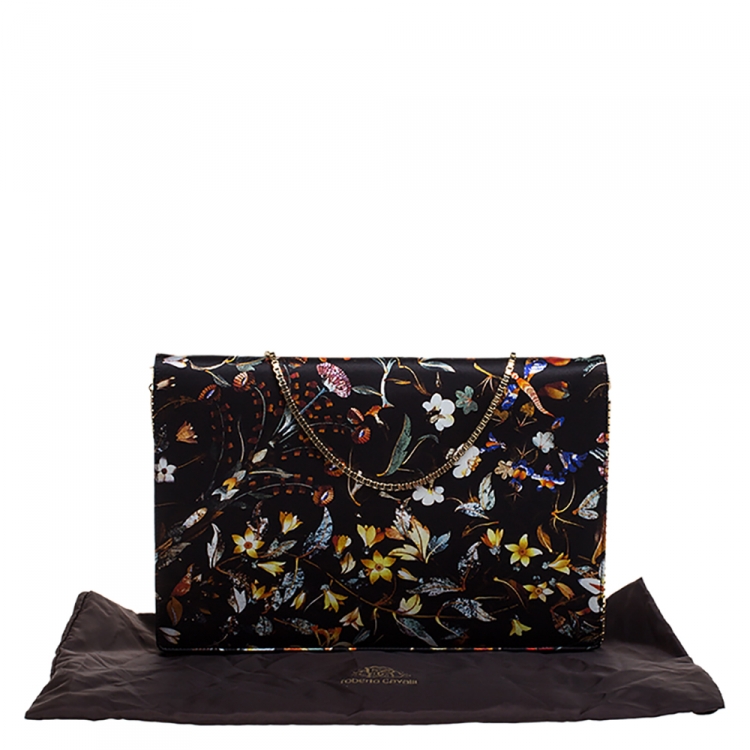 Pre Owned Roberto Cavalli Multicolor Floral Print Flap Chain Shoulder Bag