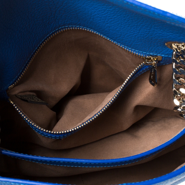 Pre Owned Roberto Cavalli Blue Leather Chain Shoulder Bag