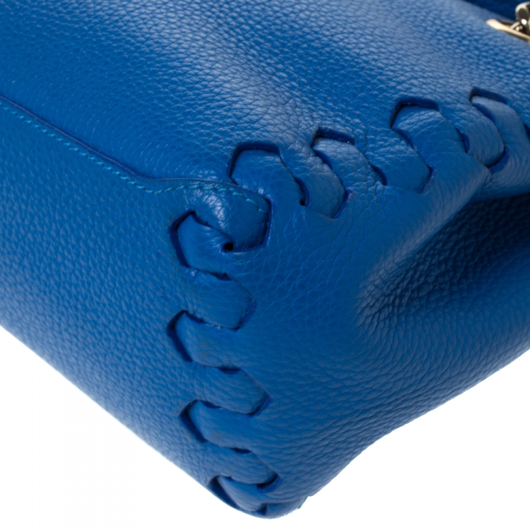 Pre Owned Roberto Cavalli Blue Leather Chain Shoulder Bag