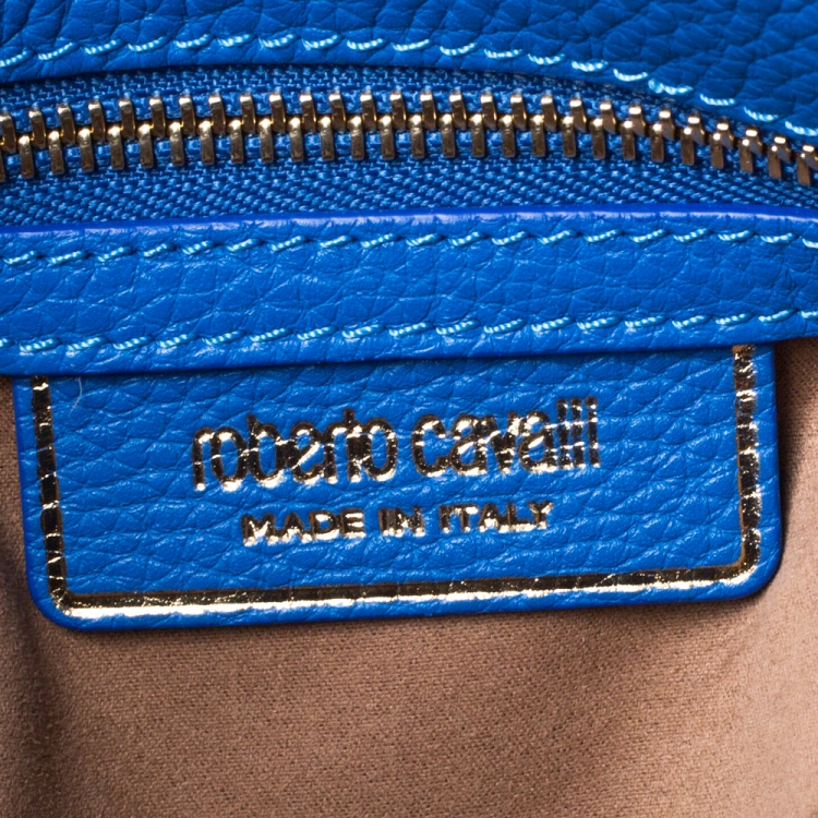 Pre Owned Roberto Cavalli Blue Leather Chain Shoulder Bag